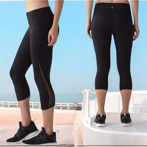 Lululemon Womens Train Times Crop 17” Leggings Luxtreme Mesh Pant Size 6 Black
